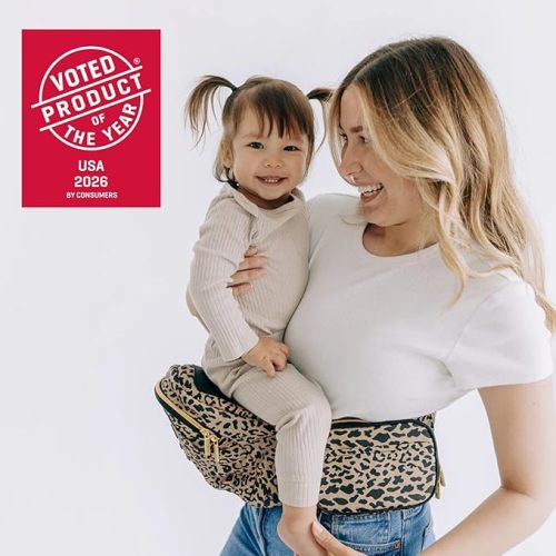 Tushbaby Original Hip Seat Baby Carrier for Babies & Toddlers up to 45 lbs, Safety Certified, Lightweight No-Foam Design with Storage, Cheetah