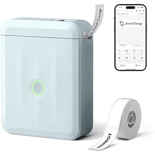 NIIMBOT D110 Upgraded Version Mini Label Maker Machine with Tape, Portable Bluetooth Thermal Printer, Sticker Labeler with Multiple Templates for Office Organization Home Kitchen School, Blue