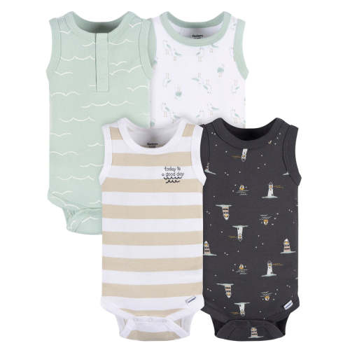 4-Pack Baby Boys Coastal Sleeveless Onesies® Bodysuits – Gerber Childrenswear