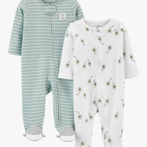 Simple Joys by Carter's unisex-baby 2-way Zip Thermal Footed Sleep and Play, Pack of 2
