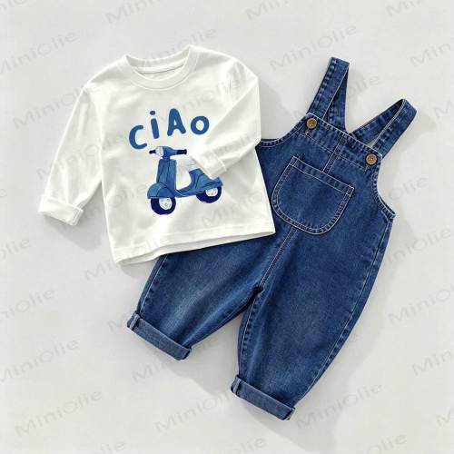 CIAO Baby Denim Overalls and Tee 2-piece Set