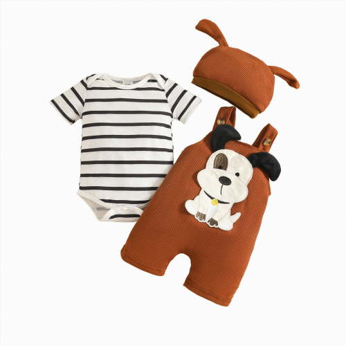 mgoYE Baby Boy Clothes Newborn Romper Spring Summer One-piece Outfit Infant Cute Cartoon Clothing Set(Black,0-3 Months)