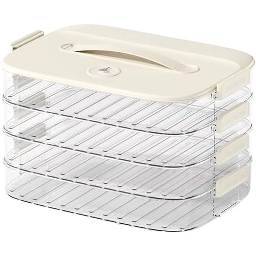 MANHONGYU 4-layer Food Storage Container, Dumpling Box,Cookie Container,Transparent Food Preservation Box for Kitchen and Refrigerator, Stackable Snack Container with Lid,Good Sealing,Heighten