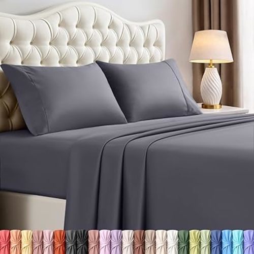 Utopia Bedding Queen Size Sheet Set – 4 Piece Bed Sheets, Soft and Breathable Microfiber, Includes 1 Fitted Sheet, 1 Flat Sheet and 2 Pillowcases – Oeko Tex (Grey)