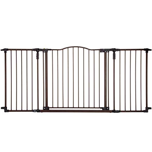 Toddleroo by North States 72” wide Deluxe Décor Baby Gate: Sturdy safety gate with one hand operation. Extra wide baby gate. Hardware Mount. Fits 38.3 - 72” Wide. (30" Tall, Matte Bronze)