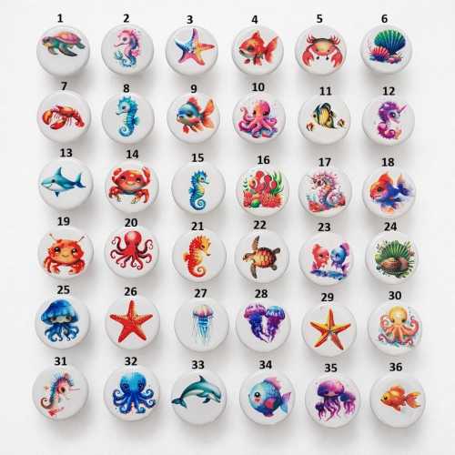 Ocean Animal Cabinet Knobs – Sea Life Drawer Pulls – Nautical Kids Room Decor