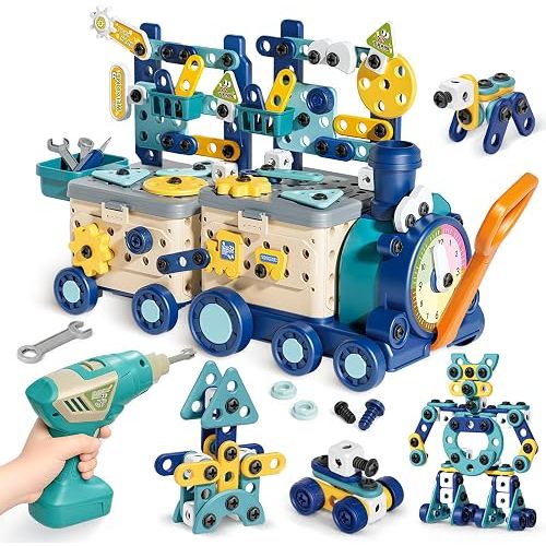 342PCS Train Building Set with Toy Drill,STEM Construction Toy for Kids 3-8