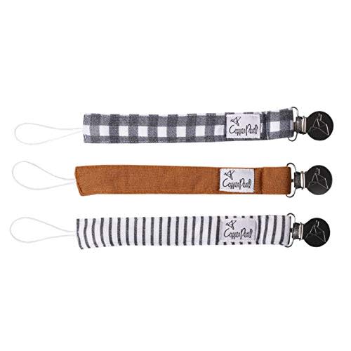 Copper Pearl Pacifier Clips 3-Pack: Scotland - Premium Knit Binky Clip for Baby Girls and Boys - Stylish Stainless Steel Holder - No More Floor Drops