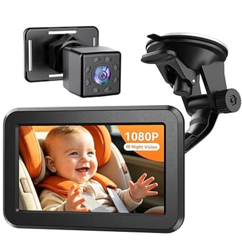 Itomoro 2026 Upgraded Baby Car Camera Monitor [1080P HD & IR Night Vision] 360° Rotation & 150° Wide Clear View Car Seat Camera for Baby Rear Facing, Easy Install & Baby Shower Must-Have