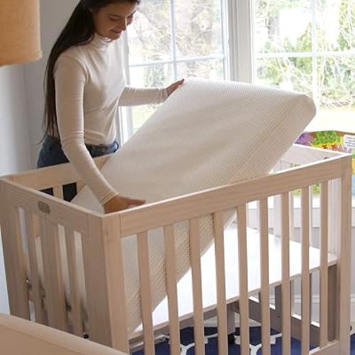 Lullaby Earth Mini Baby Crib Mattress - Dual Firmness With Removable Washable Protector - Breathable for Baby Crib - 38" x 24"