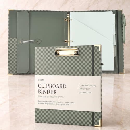 Aesthetic Clipboard Binder with Dividers - 3 Ring Organizer for Work | Sturdy Document Organizer, Clipboard Folder and Planner Folio for Streamlined School Projects, Notes and Office Productivity