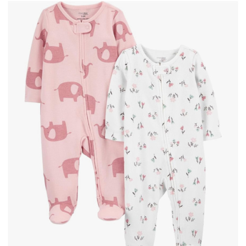 Simple Joys by Carter's Baby Girls' 2-way Zip Thermal Footed Sleep and Play, Pack of 2