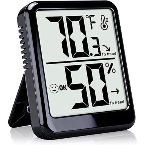 Room Thermometer Indoor Hygrometer Humidity Meter Gauge Digital Temperature and Humidity Sensor Monitor for Home Office House Pets Plants - AAA Battery Included