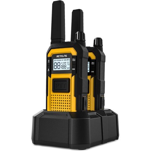 Retevis RB48 FRS Walkie Talkies Long Range, Rugged & IP67 Waterproof, Mil-Standards 810H Two Way Radio, Heavy-Duty, NOAA, Rechargeable, 20hr Battery, Emergency Radio(2 Pack)