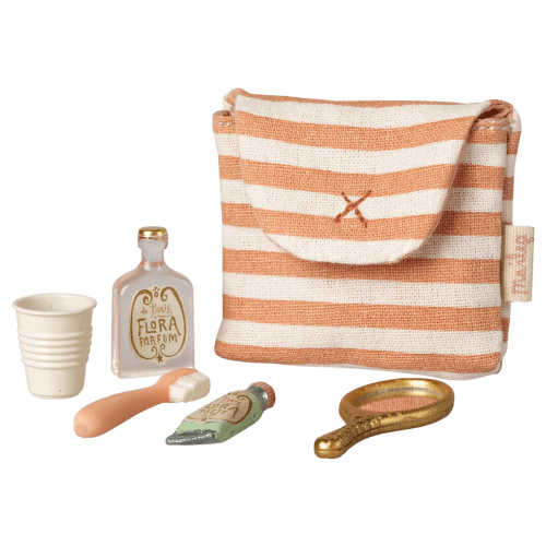 Tooth brush set in bag, Mouse - Red stripe