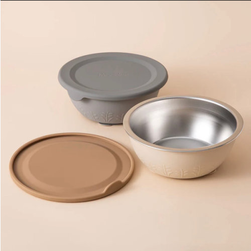 Stainless Steel Silicone Suction Bowl - 13 oz