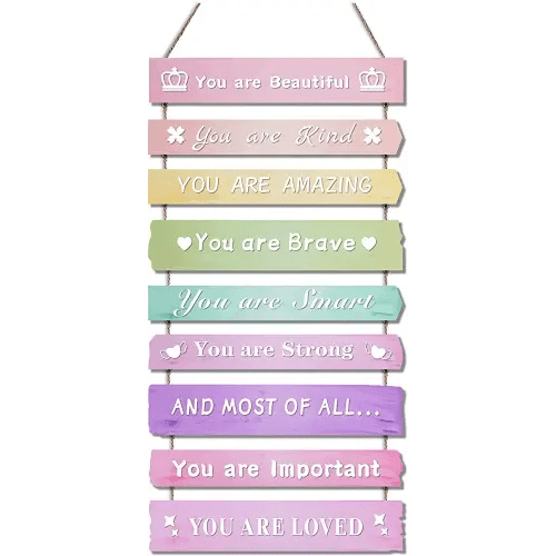 Pink Room Decor for Teen Girls Aesthetic, Cute Bedroom Wall Decor for Baby Girl, Boho Rainbow Wall Art Signs, Trendy Stuff Decorations for Kids Nursery Bed Room Dorm Classroom Bathroom