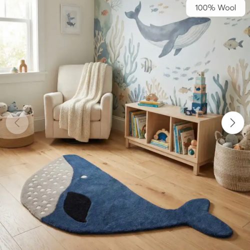 Navy Blue and Gray 3' 1 x 5' 1 Playtime Kids Wool Freeform Rug | Rugs.com