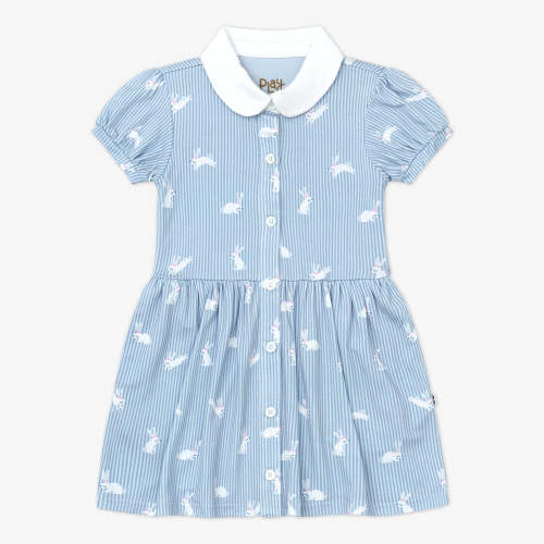Little Sleepies ™ | Bunny Stripe Button Down Dress
