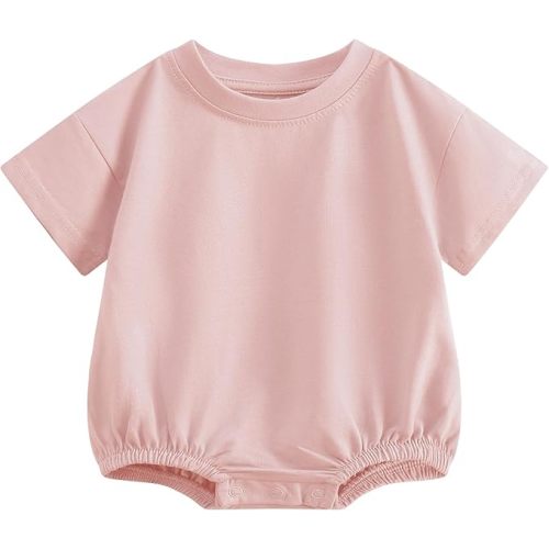 Bafeicao Baby Boy Girl Bubble Romper Organic Cotton Infant Summer Oversized Toddler T-Shirt Bodysuit Short Sleeve