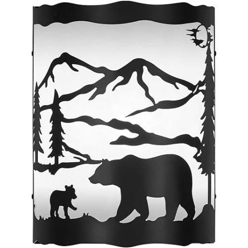 Farmhouse Bear Wall Sconce Light with Shade, E26 Base – Small Modern Rustic Wall Lamp Fixture for Bedroom, Living Room, Hallway, Stairway, Headboard, Porch, or Cabin -9 H* 7W*4.5 D(in)