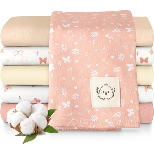 Organic Burp Cloths Baby Boy Girl, 6pk Large Burping Cloths (Butterflies)
