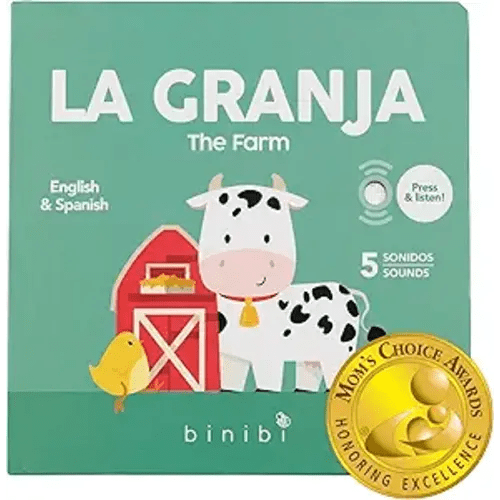 Binibi La Granja Bilingual Sound Book - Interactive Spanish Learning for Babies - Ages 1-5