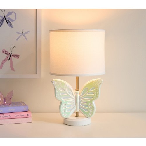 Iridescent Butterfly Table Lamp (17")