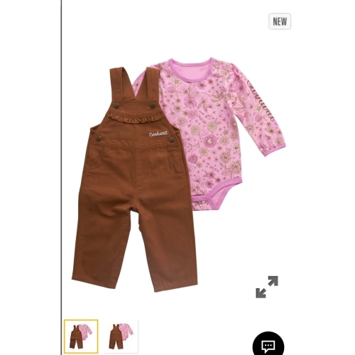 Girls' 2-Piece Long Sleeve Floral Bodysuit & Canvas Overall Set (Baby) | Kids' Flannels | Carhartt