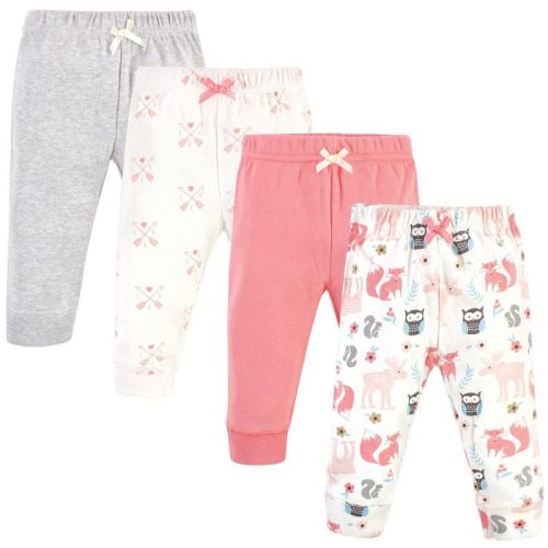 Hudson Baby Infant and Toddler Girl Cotton Pants 4pk, Girl Forest, 6-9 Months