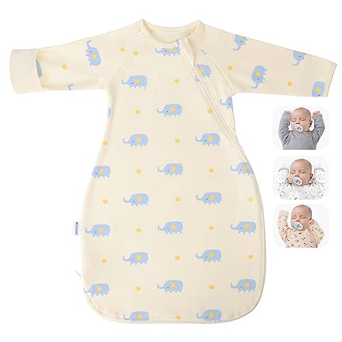 Premium Soft Cotton Transitional Swaddle Sack with Arms Up & Sleeves 0-3 Months, Mitten Cuffs, 2-Way Zipper, Sleeping Sacks for Newborns - Calms Startle Reflex, Boys & Girls Sleep Bag