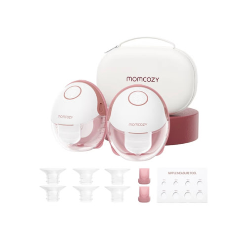 Momcozy Breast Pump Hands Free Mobile Style | M6, Wearable Breastfeeding Pump Ideal Rhythm for More Milk, DoubleFit Flange More Fit & Discreet with 3 Modes & 9 Levels, 24mm - 2 Pack Cozy Red