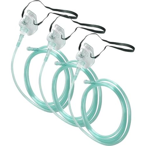 3 Pack Pediatric Oxygen Mask for Face with 7 Ft Tube, Kid Oxygen Mask with Adjustable Elastic Strap,DEHP Free and Latex Free Material - Pediatric Standard S,Green