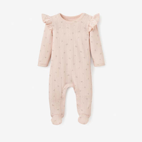 Blush Floral Organic Cotton Pointelle Baby Jumpsuit PINK / 0-3M