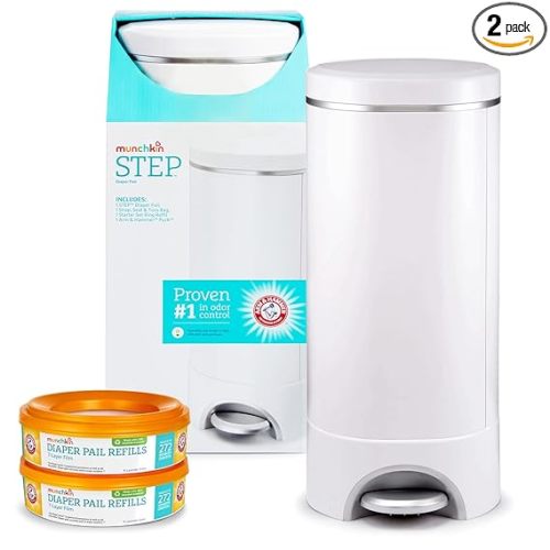 Munchkin® Step Diaper Pail Bundle - Includes Diaper Pail, Refill Rings, Bags and Baking Soda Puck