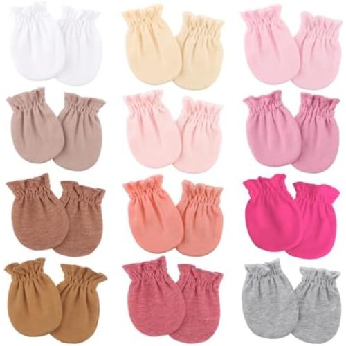 Newborn Baby Mittens No Scratch Cotton Elastic Wrist Gloves Infant Toddler Mittens for Baby Boy Girl 0-6 Months