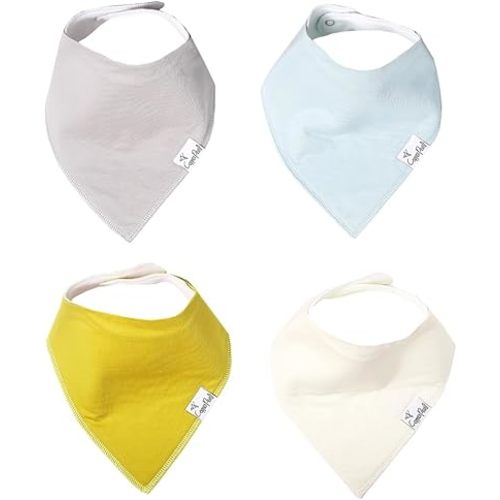 Copper Pearl 4 Pack Soft Cotton Baby Bibs for Drooling and Teething, Absorbent Drool Bibs for Baby Girl and Boy, Adjustable to Fit Newborns to Toddlers, Tons of Styles (Stone)