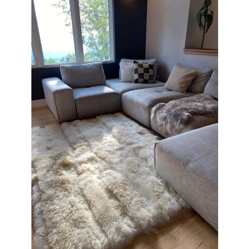 Ivory Plush Rectangle Sheepskin Area Rug