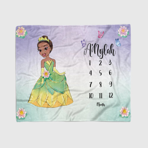 Personalized Princess Baby Milestone Blanket: Tiana Inspired