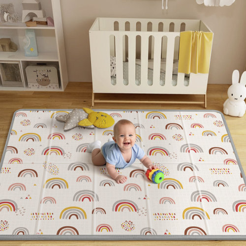 PIGLOG Extra Large Baby Play Mat 79" x 71" Waterproof, Anti-Slip Soft Foam Floor Mat for Babies & Toddlers, Reversible & Portable with Rainbow Star Design & Reviews | Wayfair