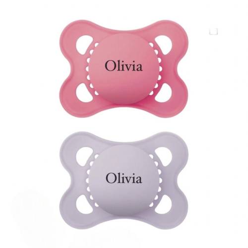 Personalized MAM Matte Pacifiers: Engraved Baby Girl Gift (0-6m)