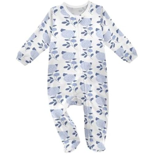Blue Hydrangea Flowers Elegance Baby Girl Boys Sleeper Newborn Baby Play One Piece Footie Infant Romper, 0-24 Months