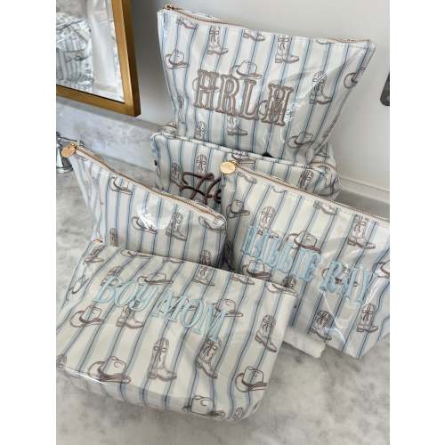 Western Blues Striped - Clear Coat Bag For Embroidery