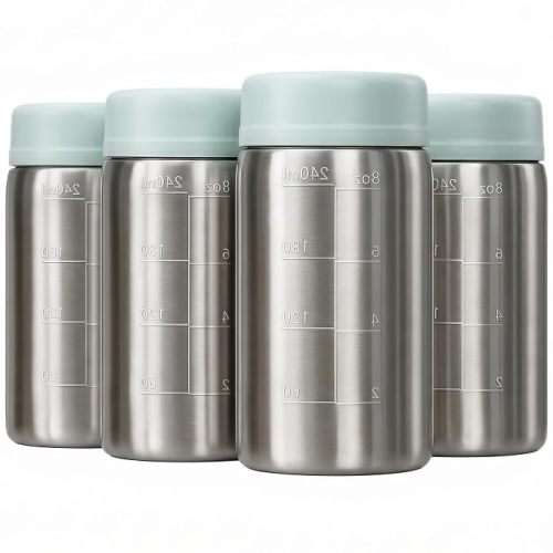 Papablic Stainless Steel Breast Milk Storage Bottles, 8oz, 4-Pack