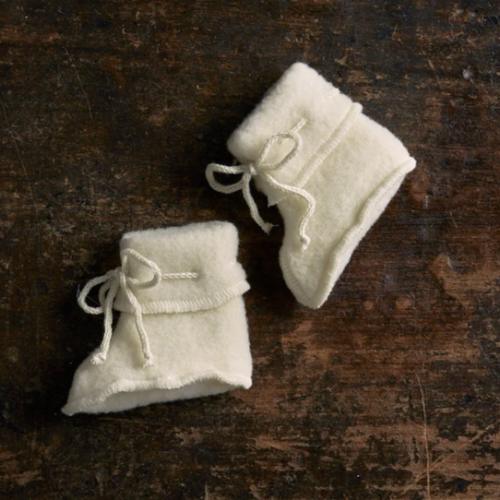 Baby Merino Wool Fleece Booties - Natural
