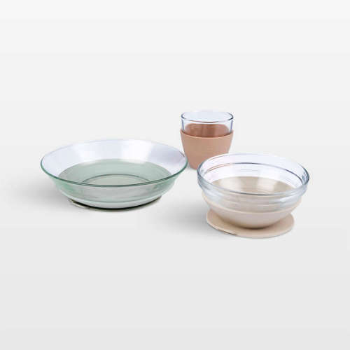 BEABA Natural Mix Silicone and Glass Baby Meal Set