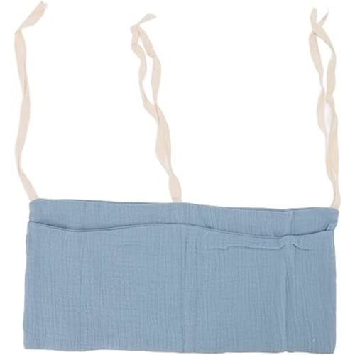 Baby Bed Storage Bag, Adjustable 2 Pocket Nursery Organizer with Easy Access Hanging Storage for Crib Bassinet Pure Cotton Washable Navy Blue 38 x 18cm 1 Pack