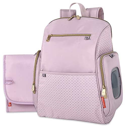 Fisher-Price Fastfinder Gemma Diaper Bag Backpack with Portable Changing Pad, Wipes Dispenser (Pink)