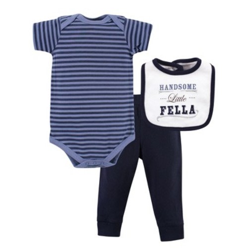 Little Treasure Baby Boy Bodysuit, Pant and Bib, Handsome Fella, 3-6 Months