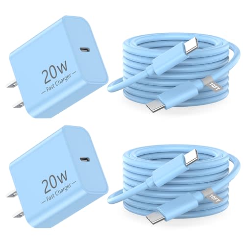 Matsusho iPhone 17 16 15 Charger Fast Charging 10 FT, 2 Pack 20W USB C Wall Charger with 10FT Type C Charger Fast Charging Cable for iPhone 17/17 Pro/17 Pro Max/Air/16/16 Pro/16 Pro Max/15 Pro Max